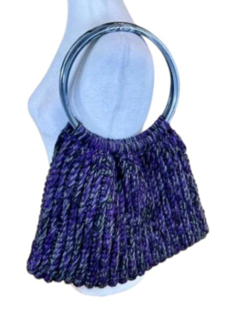 Chunky Knit Shoulder Bag Gray Purple (OS)
